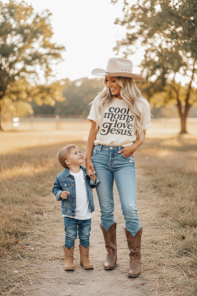 Cool Moms Love Jesus Tee, Retro Faith Graphic T-Shirt