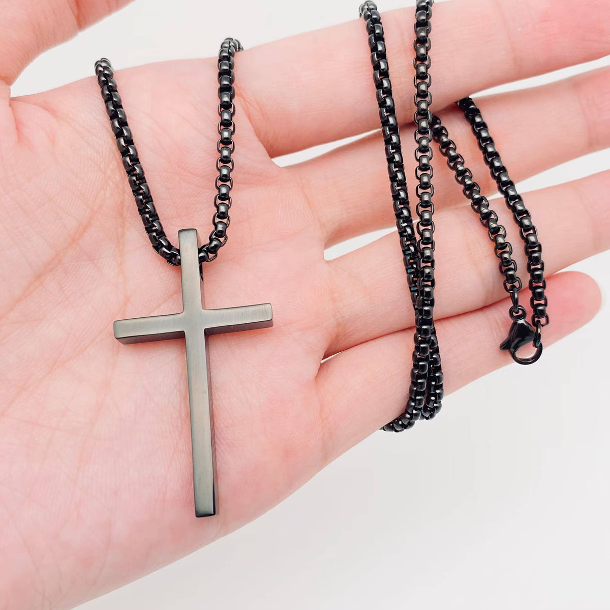 Glossy Cross Stainless Steel Pendant Necklace - MJ/MNP