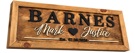 Personalized Heirloom Family Name Sign | Custom Wedding & Home Gift