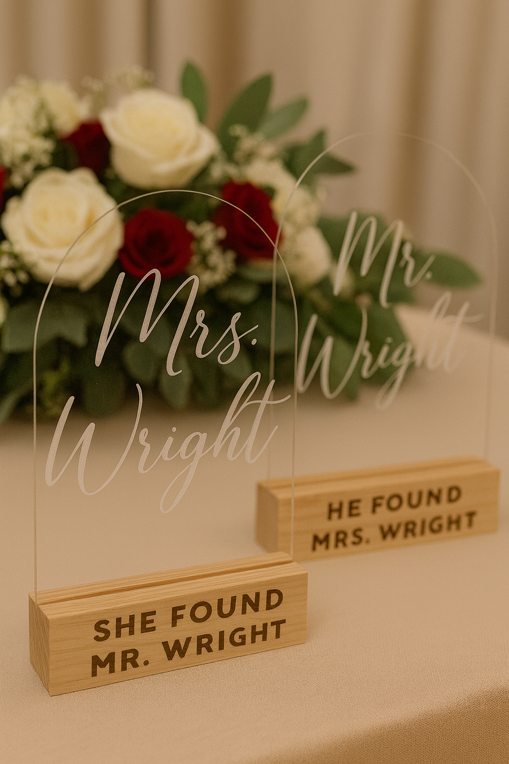 Custom Engraved Acrylic Name Sign – Wedding & Event Table Decor