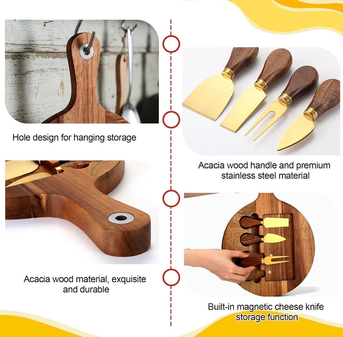 Acacia Wood Cheese Board Gift Set