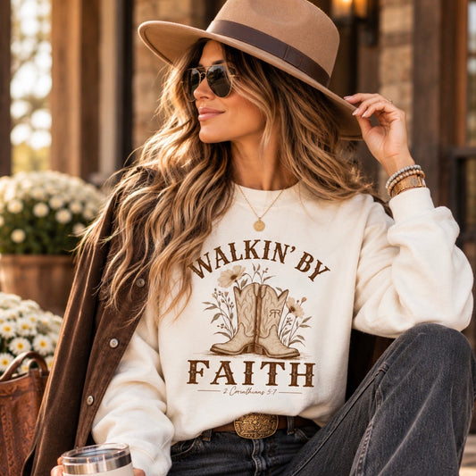 Remain Rooted™ | Walkin by Faith Crew Neck Sweatshirt