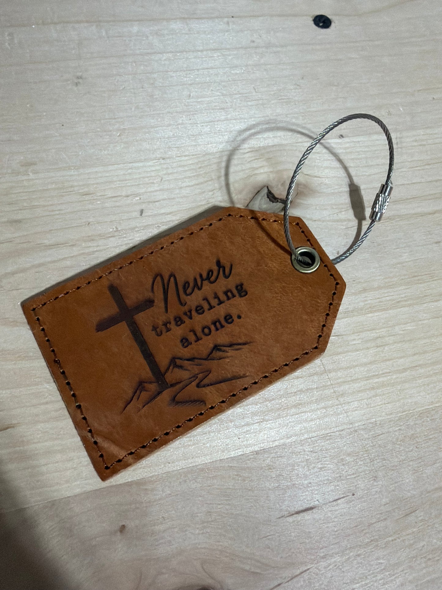Leather Luggage Tag with Cable