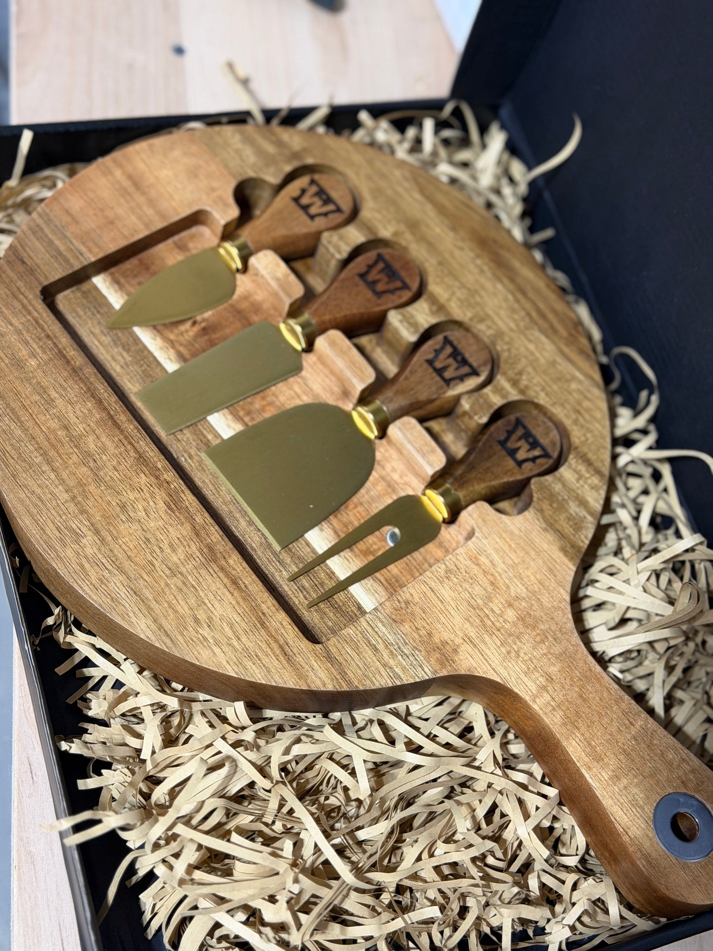 Acacia Wood Cheese Board Gift Set