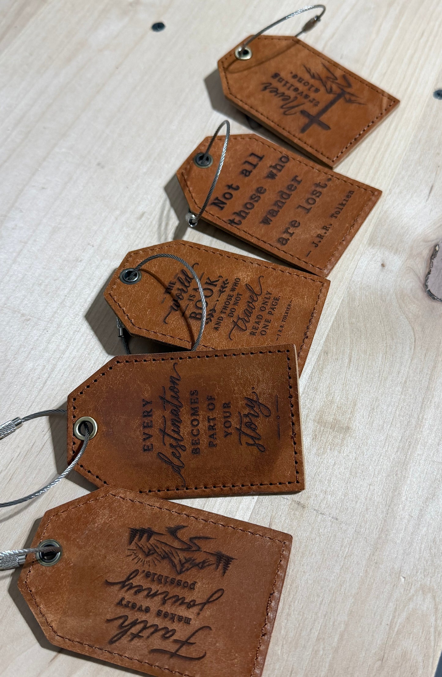 Leather Luggage Tag with Cable