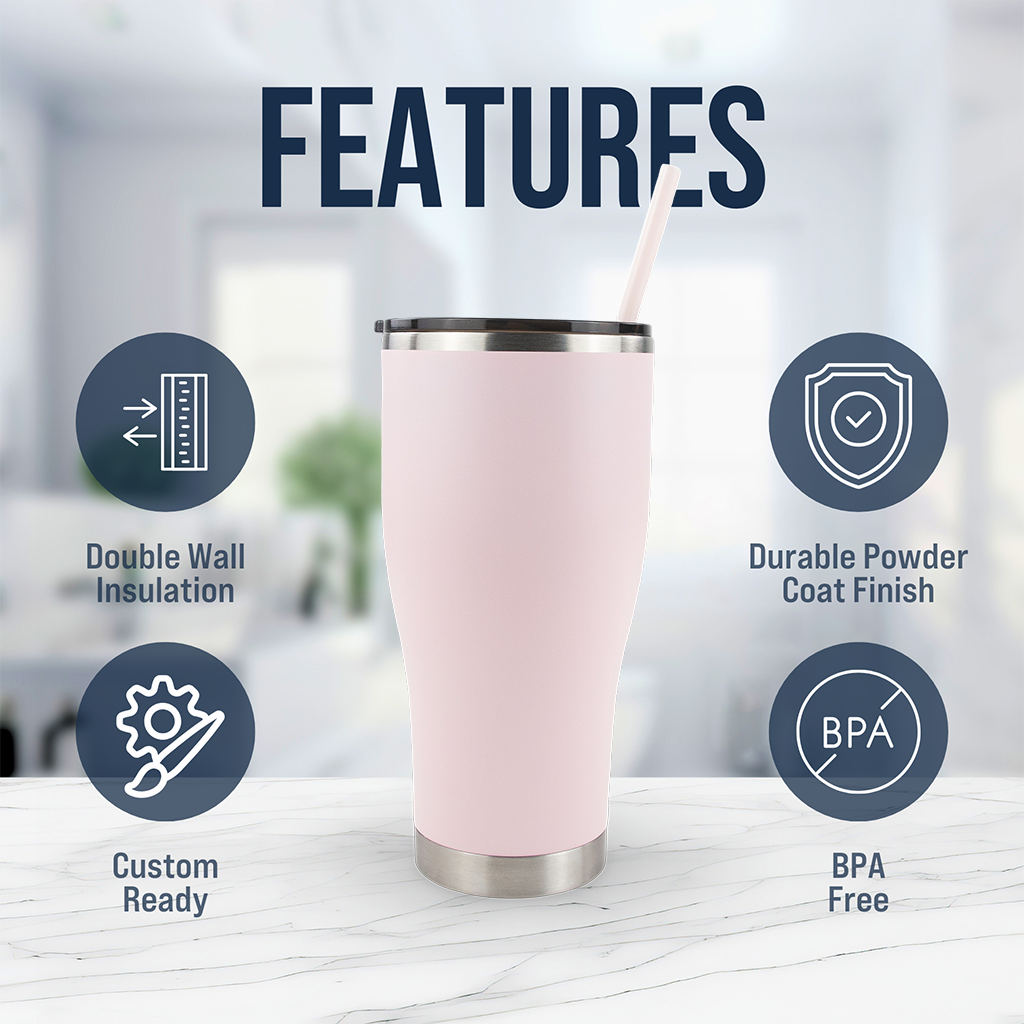 30oz POWDER COATED MODERN CURVE TUMBLER