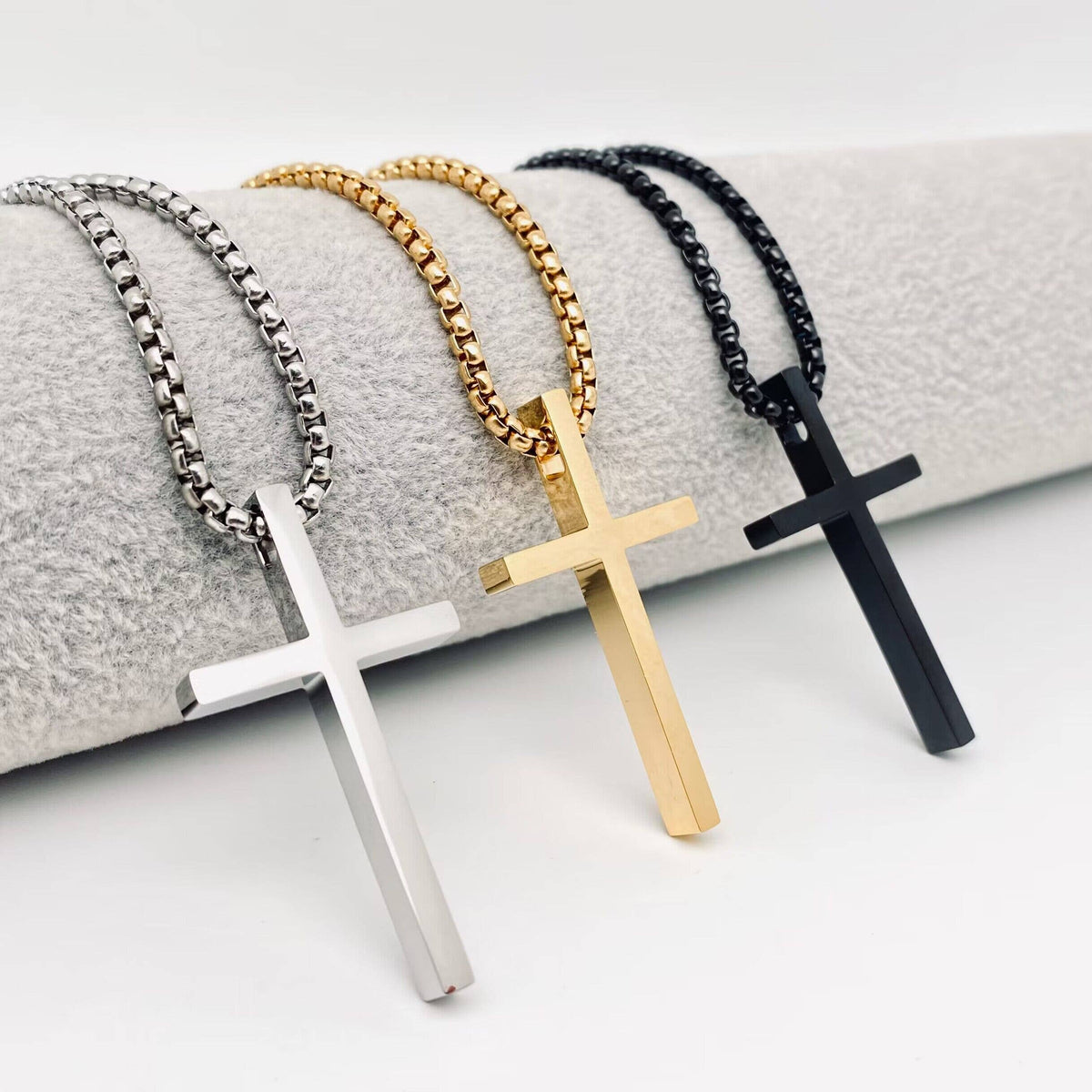 Glossy Cross Stainless Steel Pendant Necklace - MJ/MNP
