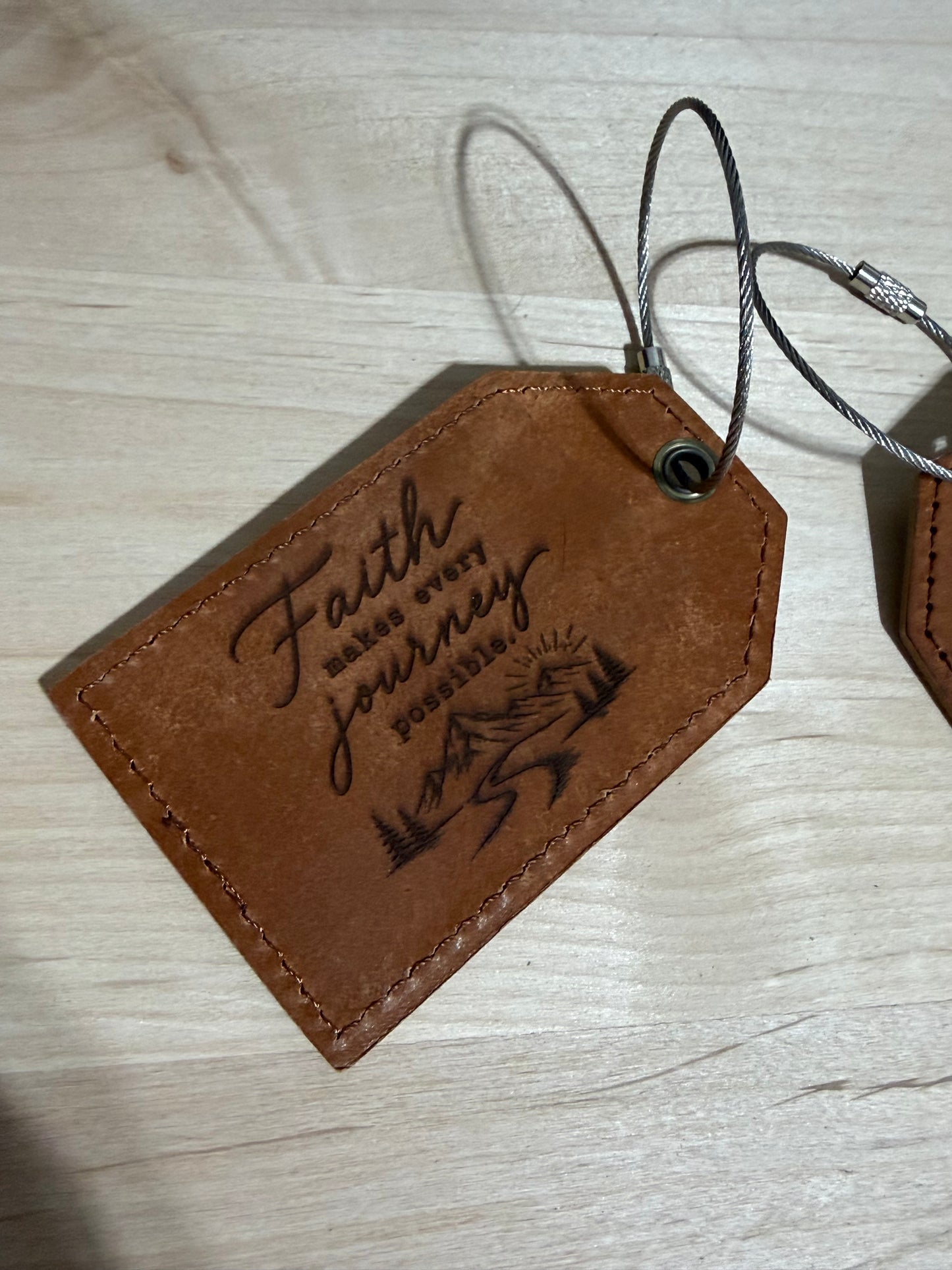 Leather Luggage Tag with Cable