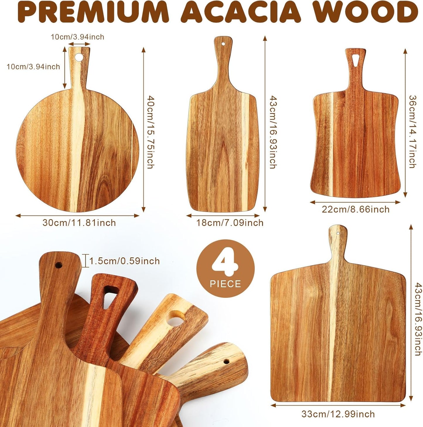 Set of 4 Acacia Cutting Boards
