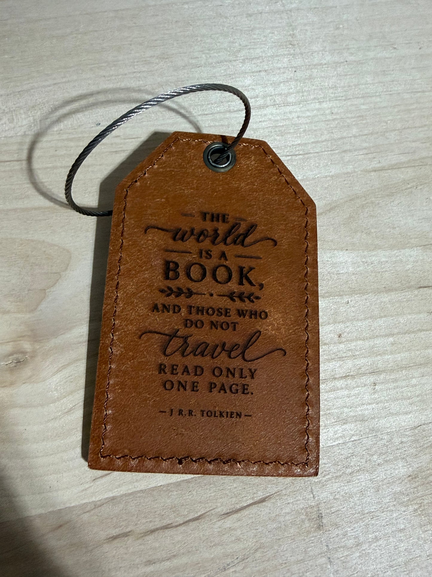 Leather Luggage Tag with Cable