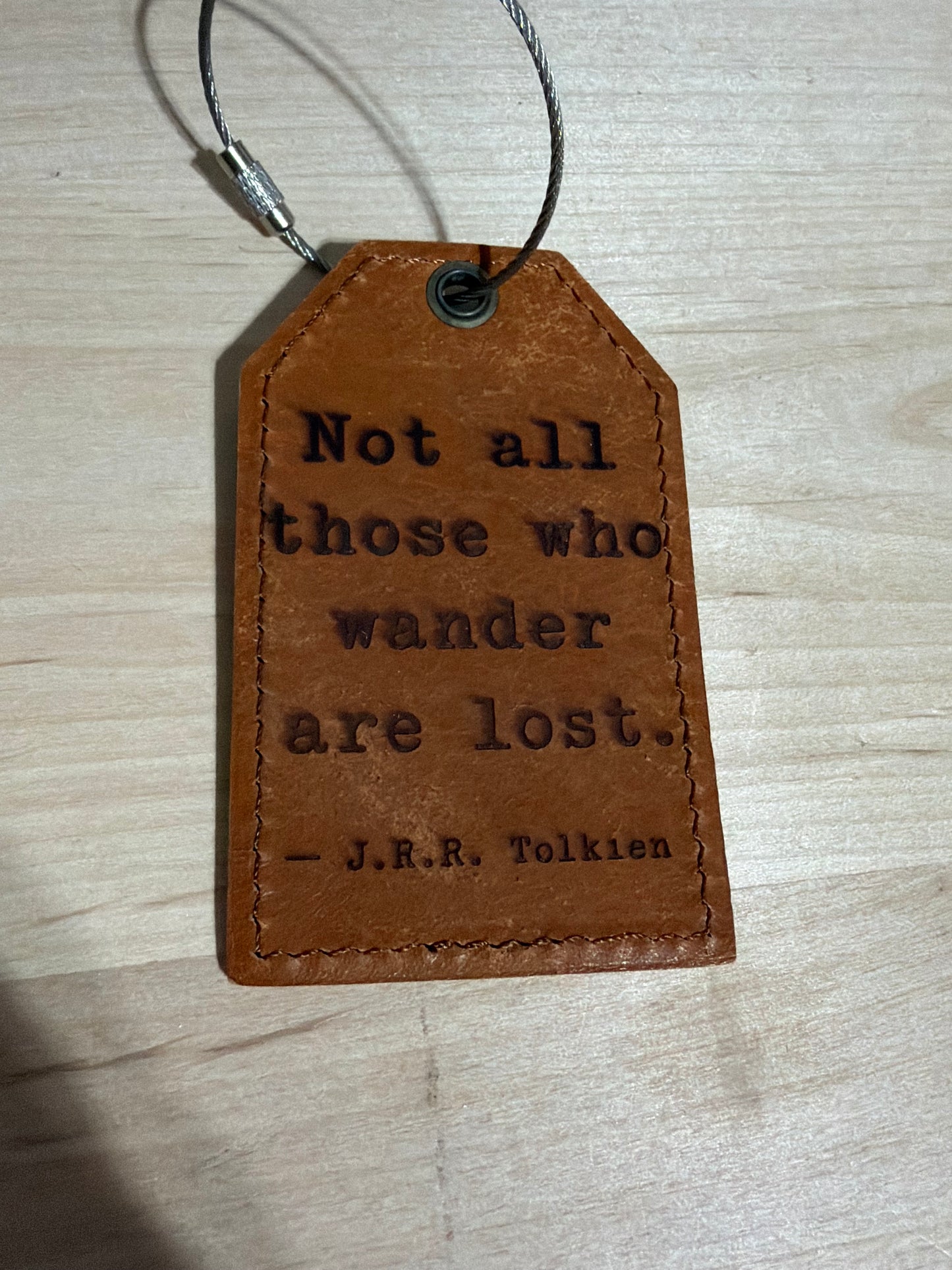 Leather Luggage Tag with Cable