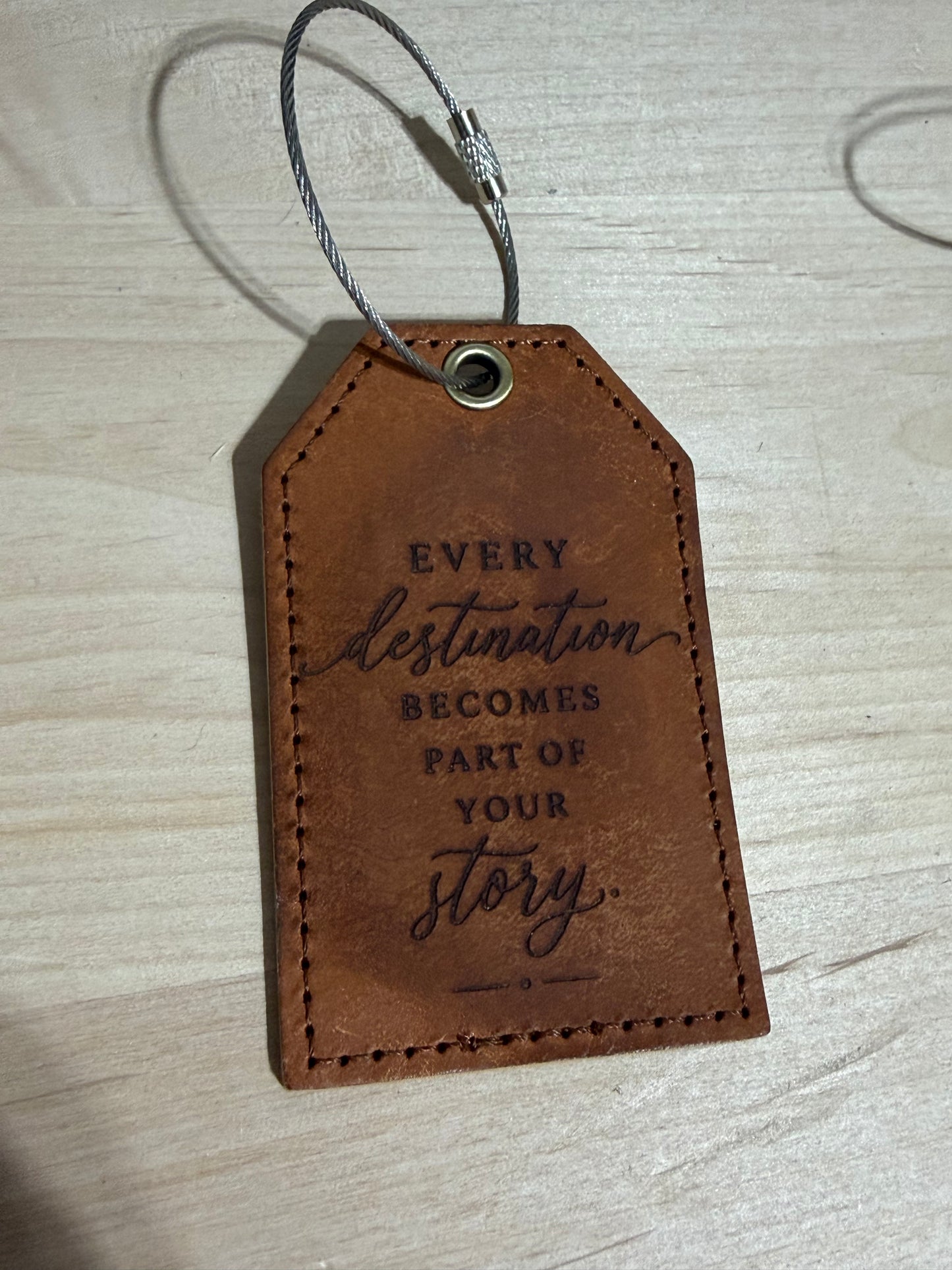 Leather Luggage Tag with Cable