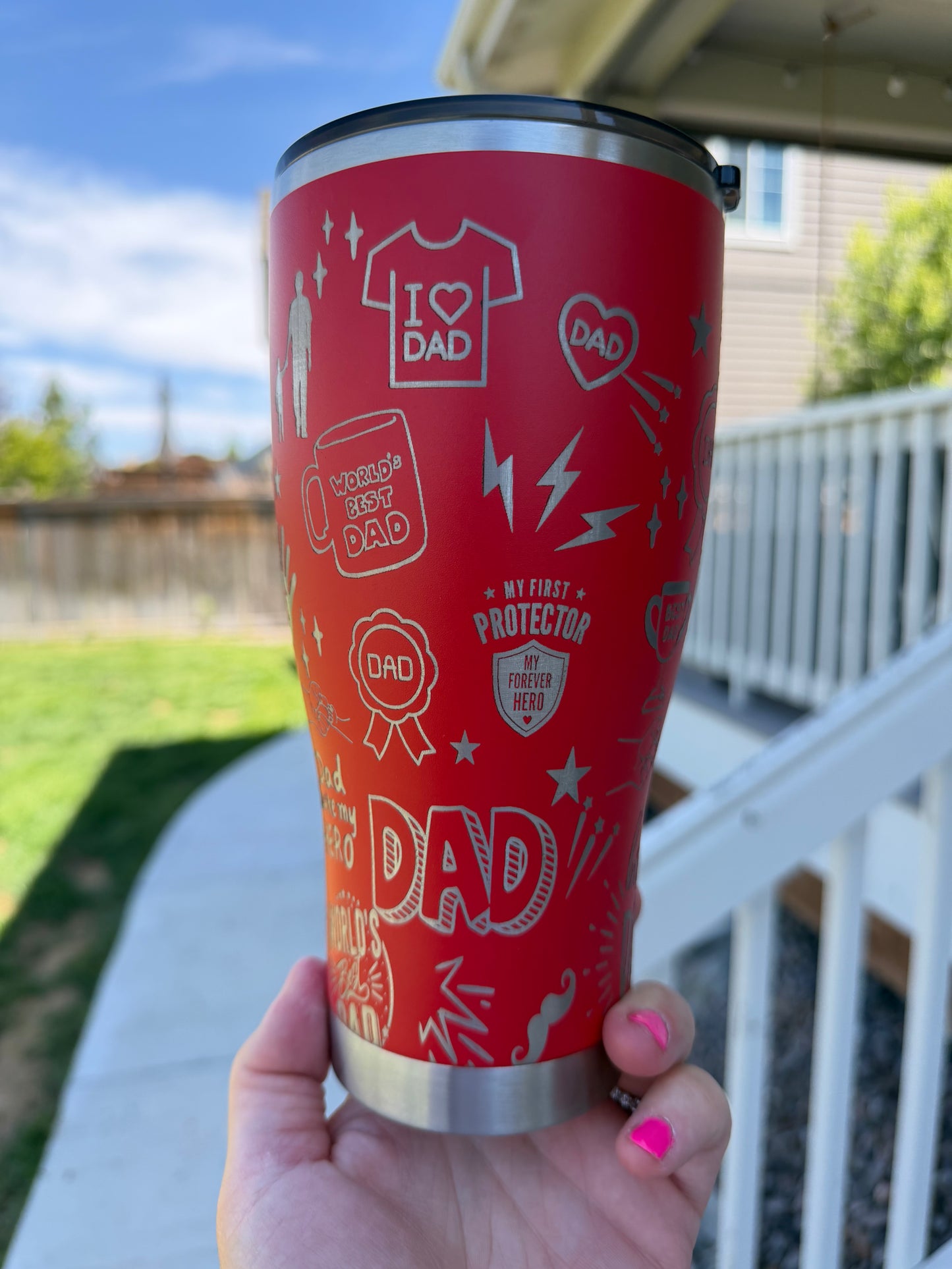30oz POWDER COATED MODERN CURVE TUMBLER - Best DAD Ever