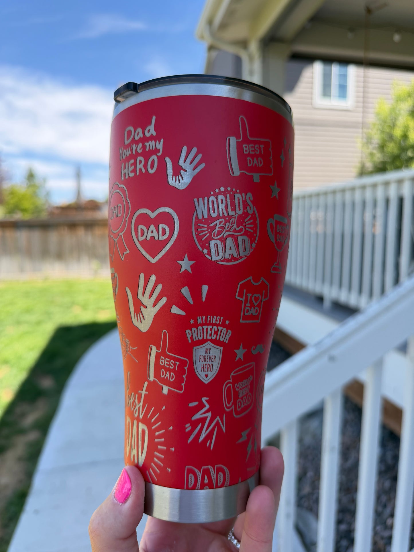 30oz POWDER COATED MODERN CURVE TUMBLER - Best DAD Ever
