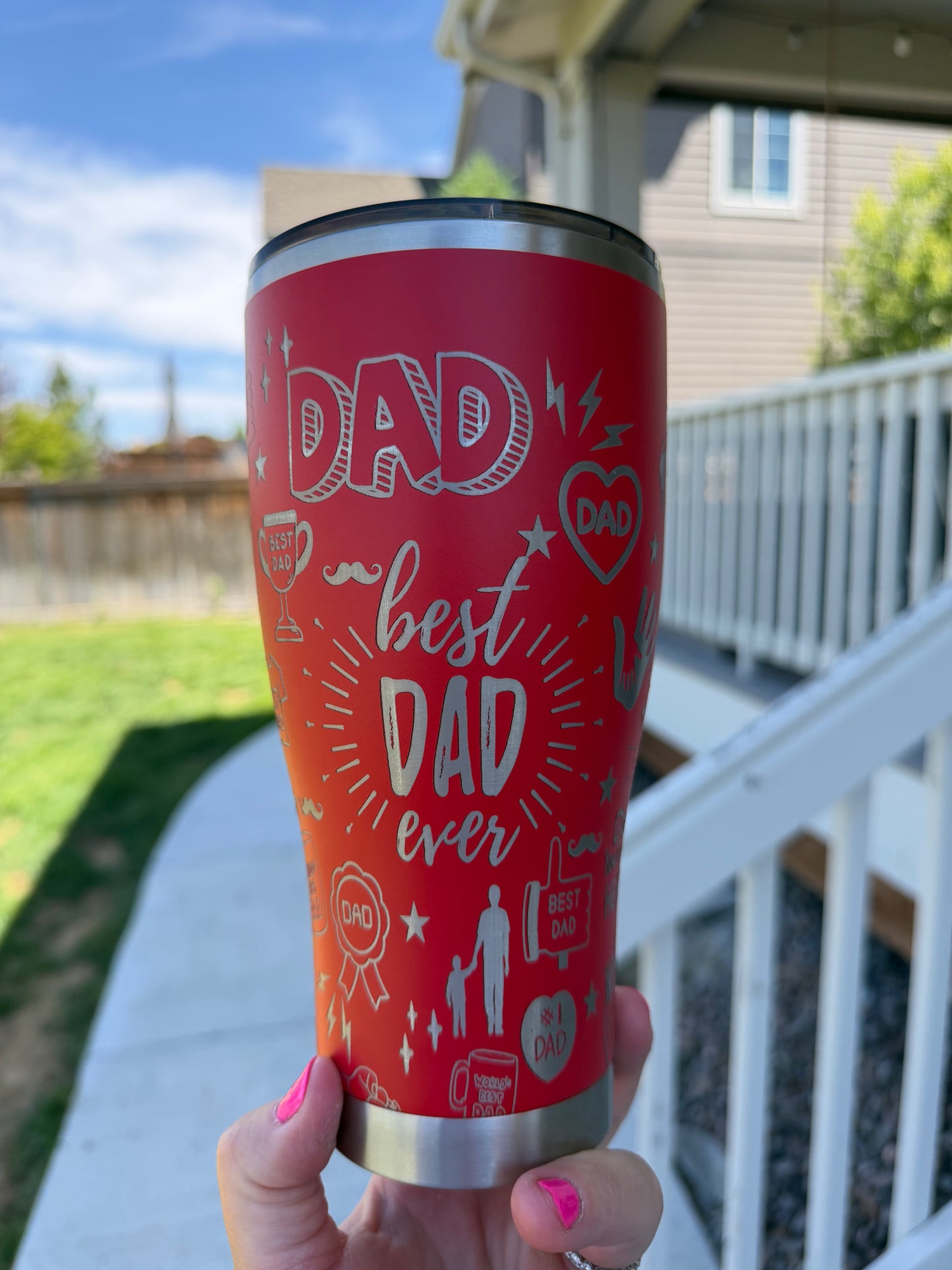 30oz POWDER COATED MODERN CURVE TUMBLER - Best DAD Ever