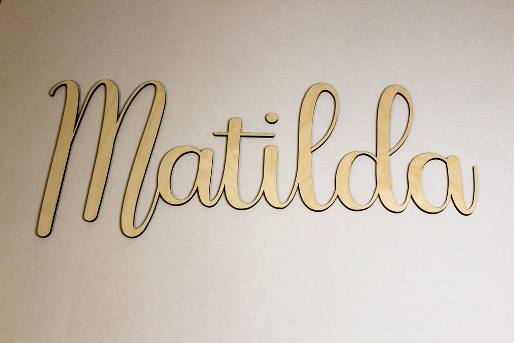 Custom Script Name Sign – Personalized Wood Cutout (1"–48" | Unfinished Birch or Painted)