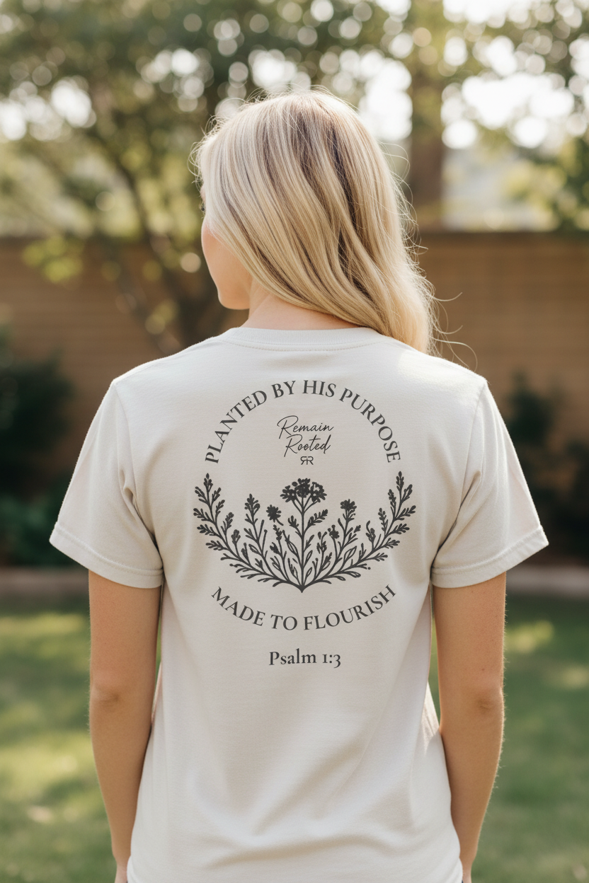 Planted by His Purpose — Remain Rooted™ Women’s Tee